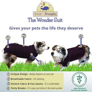 NWT XS Surgi Snuggly Dog Cat Surgery Recovery Suit/Diaper Keeper in Perfect Plum